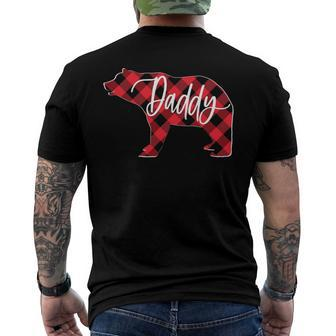 Red Buffalo Plaid Daddy Bear Matching Family Christmas Pj Men's Back Print T-shirt | Mazezy