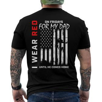 Red On Friday Dad Military Remember Everyone Deployed Flag Men's Back Print T-shirt | Mazezy