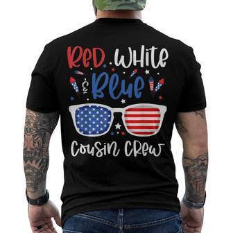 Red White & Blue Cousin Crew 4Th Of July Kids Usa Sunglasses Men's T-shirt Back Print - Seseable