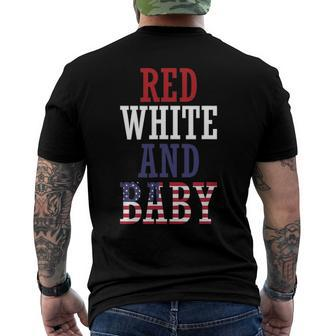 Red White And Baby 4Th July Pregnancy Announcement Men's Back Print T-shirt | Mazezy