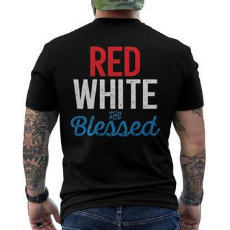 Red White And Blessed Independence Day 4Th Of July Patriotic Men's Back Print T-shirt | Mazezy