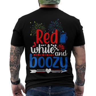 Womens Red White And Boozy Alcohol Booze 4Th Of July Beer Party Men's T-shirt Back Print - Seseable