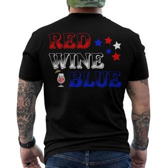 Red Wine Blue 4Th Of July Wine Red White Blue Wine Glasses V3 Men's Crewneck Short Sleeve Back Print T-shirt | Favorety DE