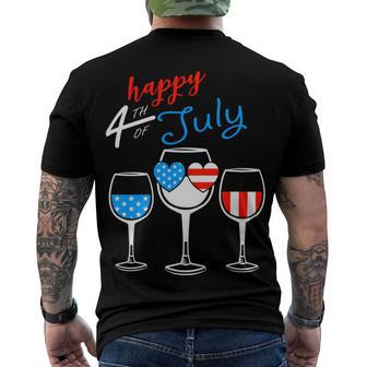 Red Wine Blue 4Th Of July Wine Red White Blue Wine Glasses V4 Men's Crewneck Short Sleeve Back Print T-shirt | Favorety CA