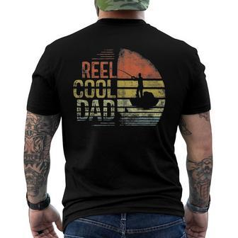 Mens Reel Cool Dad Fisherman Daddy Father Day Fishing Men's Back Print T-shirt | Mazezy