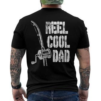 Mens Reel Cool Dad Fishing Daddy Mens Fathers Day Idea Men's Back Print T-shirt | Mazezy