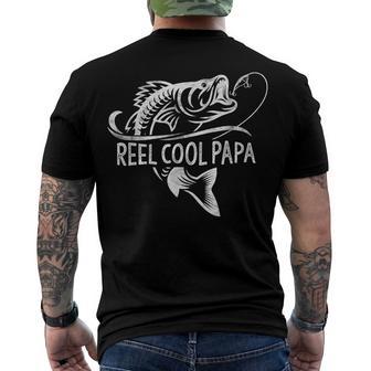 Reel Cool Papa Fishing Dad Fathers Day Fisherman Fish Men's T-shirt Back Print - Seseable