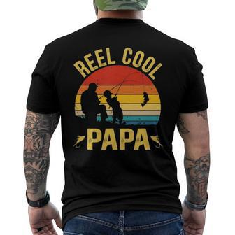Reel Cool Papa Fishing Fathers Day Men's Back Print T-shirt | Mazezy