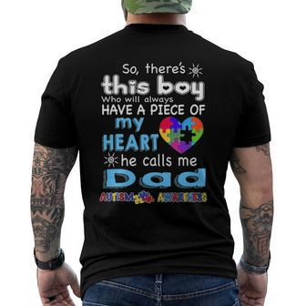 Theres This Boy He Call Me Dad Autism Awareness Men's Back Print T-shirt | Mazezy