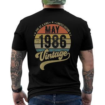 Retro 36Th Birthday Born In May 1986 Vintage Men's Back Print T-shirt | Mazezy