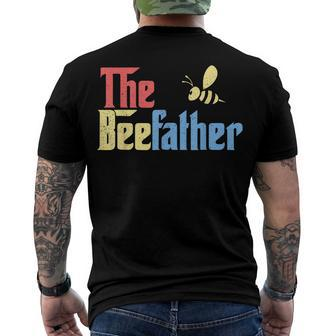 Retro The Bee Father Beekeeper Bumblebee Dad Cute Honeycomb Men's T-shirt Back Print - Seseable