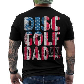 Mens Retro Disc Golf Dad American Flag 4Th Of July Fathers Day Men's T-shirt Back Print - Seseable