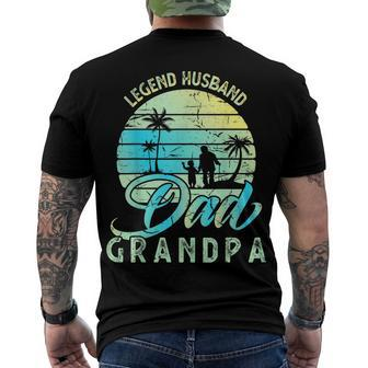 Retro Fathers Day Dad The Legend Husband Dad Grandpa Men's T-shirt Back Print - Seseable