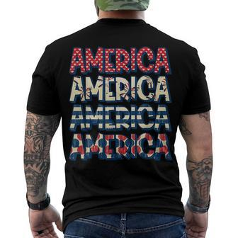 Retro Vintage America Red Blue And White 4Th July Patriotic Men's T-shirt Back Print - Seseable