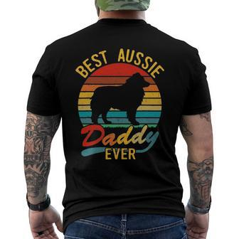 Retro Vintage Best Aussie Daddy Ever Australian Shepherd Dad Men's Back Print T-shirt | Mazezy