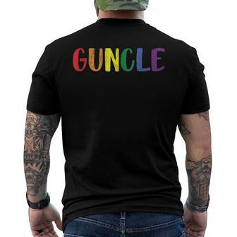 Retro Vintage Guncle Pride Uncle Gay Family Matching Lgbtq Men's Back Print T-shirt | Mazezy