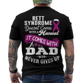 Rett Syndrome Doesnt Come With A Manual It Comes With A Dad Who Never Gives Up Purple Ribbon Rett Syndrome Rett Syndrome Awareness Men's Crewneck Short Sleeve Back Print T-shirt - Monsterry DE