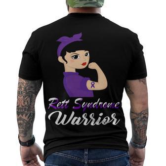 Rett Syndrome Warrior Purple Women Purple Ribbon Rett Syndrome Rett Syndrome Awareness Men's Crewneck Short Sleeve Back Print T-shirt | Favorety DE