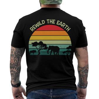 Rewild The Earth Animal Forest Earth Day Men's Crewneck Short Sleeve Back Print T-shirt | Favorety UK