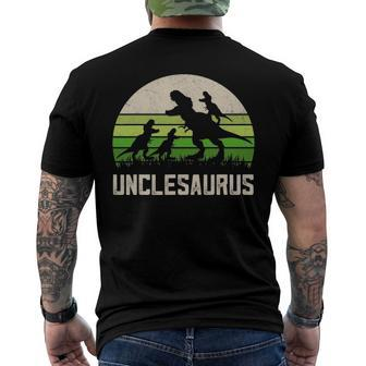 Mensrex Uncle Apparel Unclesaurus 3 Kids Dinosaur Men's Back Print T-shirt | Mazezy