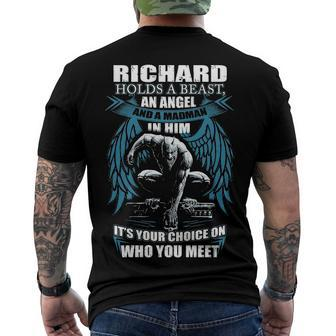 Richard Name Richard And A Mad Man In Him Men's T-Shirt Back Print - Seseable
