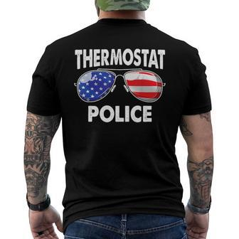 Thermostat Police Usa Flag Sunglasses Fathers Day Men's Back Print T-shirt | Mazezy
