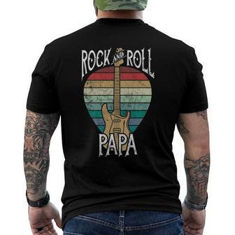 Rock N Roll Papa Vintage Guitar Player Men's Back Print T-shirt | Mazezy