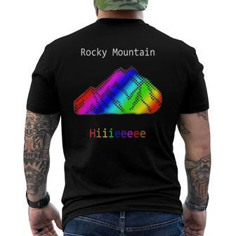 Rocky Mountain Hiiieeee & Byyeee Men's Back Print T-shirt | Mazezy