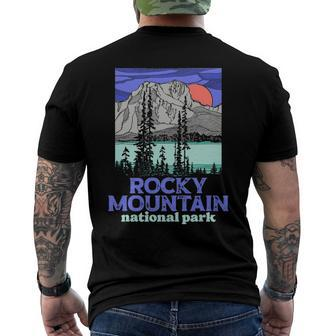 Rocky Mountain National Park Colorado Illustration Vintage Men's Back Print T-shirt | Mazezy