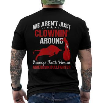 Rodeo Clown Bull Riding Bullfighter Barrelman Souvenir Men's Back Print T-shirt | Mazezy
