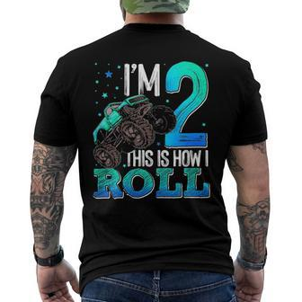 This Is How I Roll 2 Years Old Monster Truck 2Nd Birthday Men's Back Print T-shirt | Mazezy