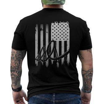 Roller Coaster Usa American Flag 4Th Of July Patriotic Men's Back Print T-shirt | Mazezy