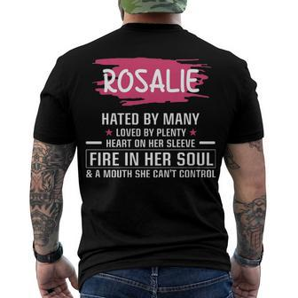 Rosalie Name Rosalie Hated By Many Loved By Plenty Heart On Her Sleeve Men's T-Shirt Back Print - Seseable