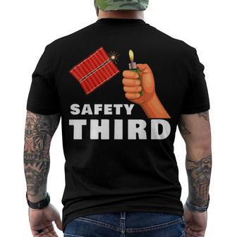 Safety Third 4Th Of July Patriotic Fireworks Men's T-shirt Back Print - Seseable