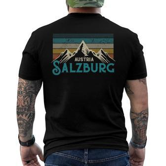 Salzburg Austria Vintage Mountains Souvenir Men's Back Print T-shirt | Mazezy