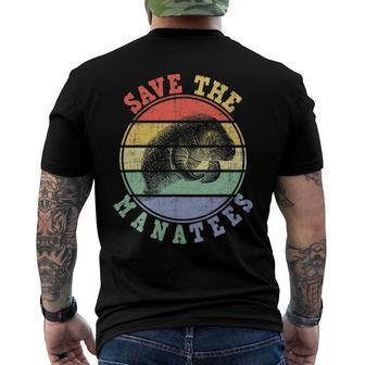 Save The Manatees Manatee Lover Zookeeper Marine Biologist Men's Back Print T-shirt | Mazezy