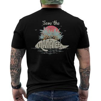 Save The Manatees Retro Manatee Men's Back Print T-shirt | Mazezy