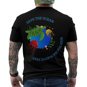 Save The Ocean Keep The Sea Plastic Free Men's Crewneck Short Sleeve Back Print T-shirt - Monsterry