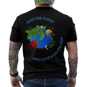 Save The Ocean Keep The Sea Plastic Free Men's Crewneck Short Sleeve Back Print T-shirt | Favorety UK