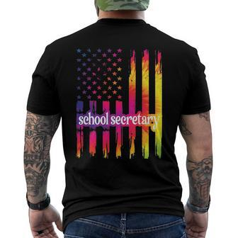 School Secretary Us Flag School Secretary Squad Men's Back Print T-shirt | Mazezy