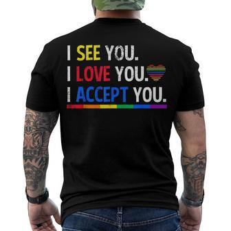 I See I Love You I Accept You Lgbtq Ally Gay Pride Men's Back Print T-shirt | Mazezy