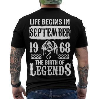 September 1968 Birthday Life Begins In September 1968 Men's T-Shirt Back Print - Seseable