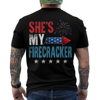 Shes My Firecracker His And Hers 4Th July Matching Couples Men's T-shirt Back Print - Seseable