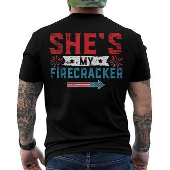 Shes My Firecracker His And Hers 4Th July Matching Couples Men's T-shirt Back Print - Seseable
