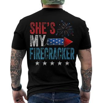 Shes My Firecracker His And Hers 4Th July Vintage Men's T-shirt Back Print - Seseable