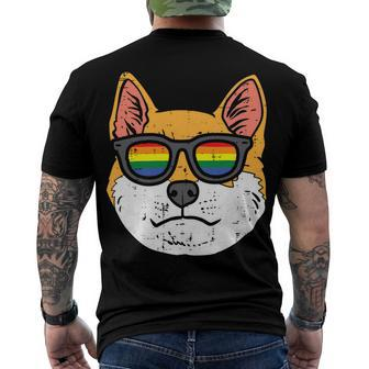 Shiba Inu Akita Dog Lgbtq Rainbow Flag Gay Pride Ally Lover T-Shirt Men's T-shirt Back Print - Seseable