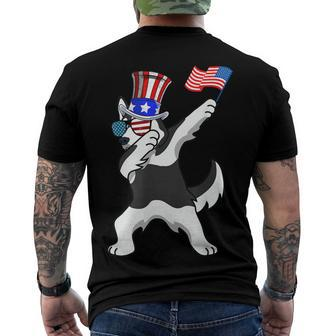 Siberian Husky Dabbing Dog Dad 4Th Of July Men's T-shirt Back Print - Seseable