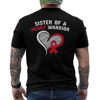 Sister Of A Heart Warrior Chd Disease Awareness Congenital Men's Back Print T-shirt | Mazezy