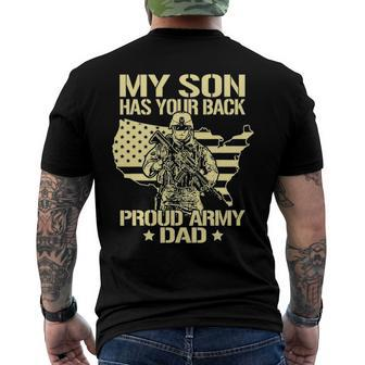 My Son Has Your Back - Proud Army Dad Father Men's Back Print T-shirt | Mazezy