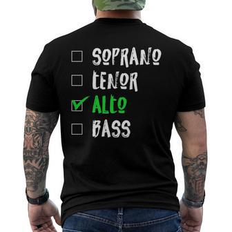 Soprano Tenor Alto Singer Singing Choir Music Chorus Men's Back Print T-shirt | Mazezy